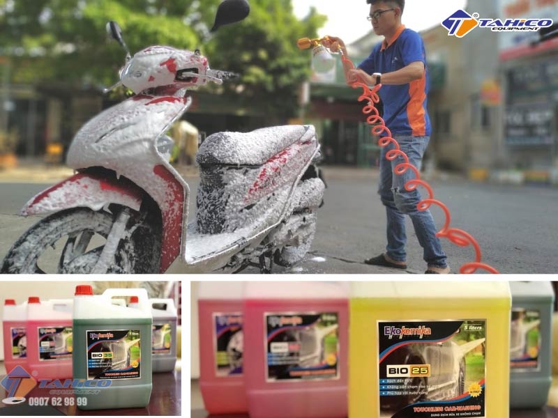 Mua dụng cụ rửa xe máy chuyên nghiệp và dung dịch không chạm để giúp rửa xe máy nhanh hơn sạch hơn